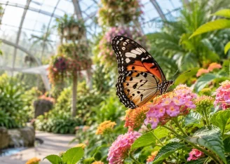 Butterflies and planted climate-controlled domes at Dubai Butterfly Garden